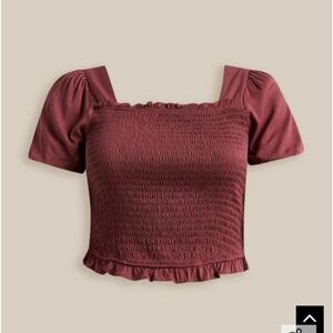 Torrid Stretch Challis Smocked Puff Sleeve Crop Top Size 5 (5X)